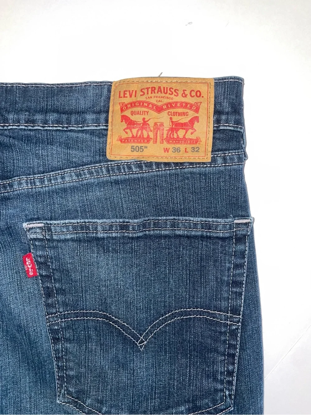 Levi's 505 Regular Fit Straight Leg Jeans Dark Wash Denim Men's Size 36x32